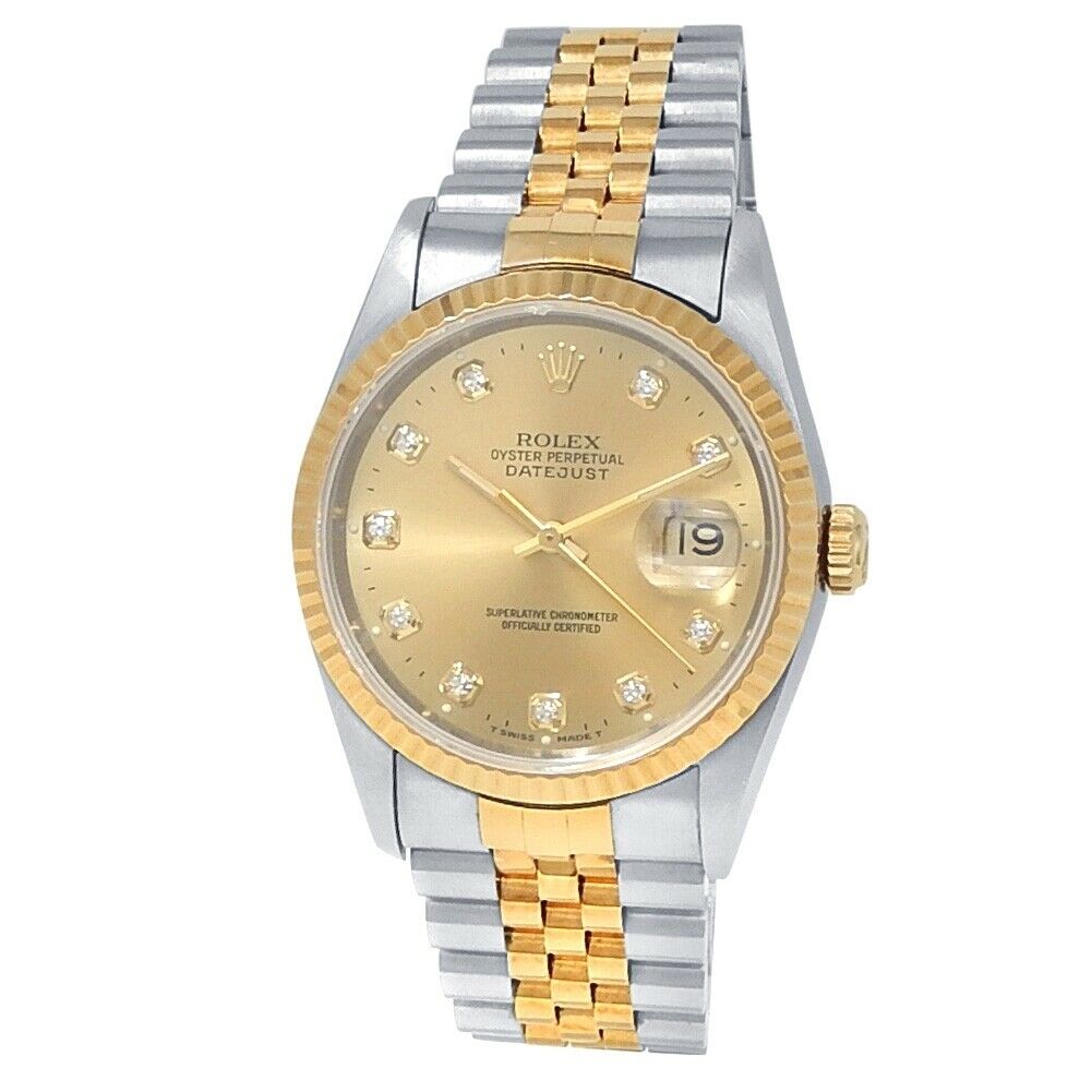 Rolex Datejust 18k Yellow Gold Stainless Steel Jubilee Champagne Watch