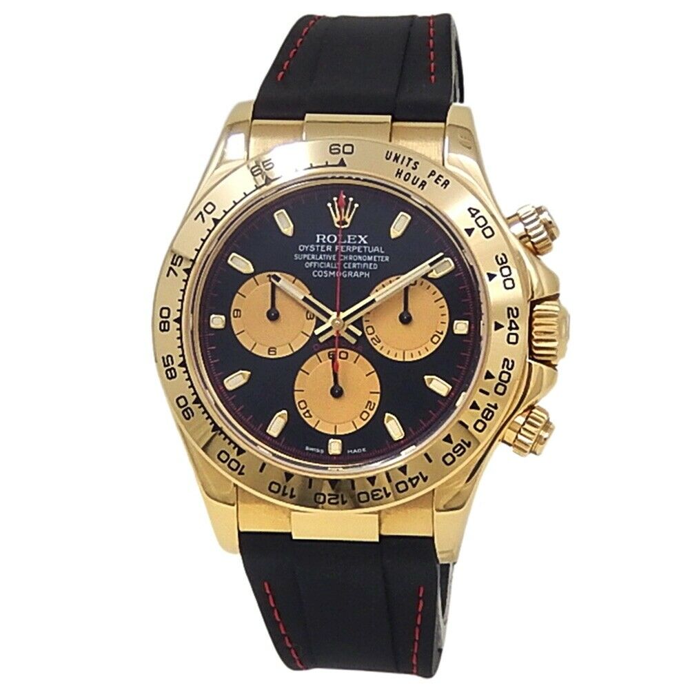Rolex Daytona 18k Yellow Gold Black Rubber Automatic Black Men's Watch