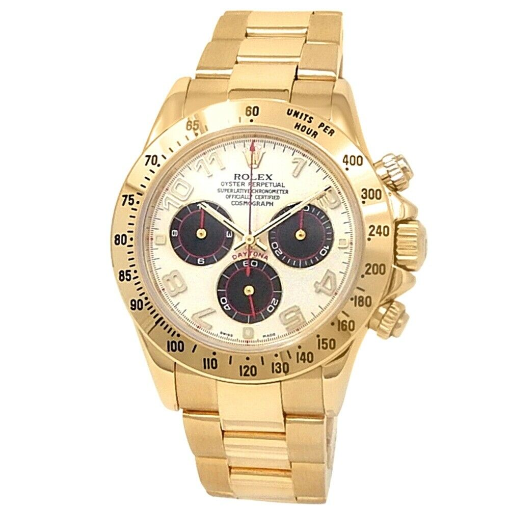 Rolex Daytona 18k Yellow Gold Oyster Automatic White Men's Watch