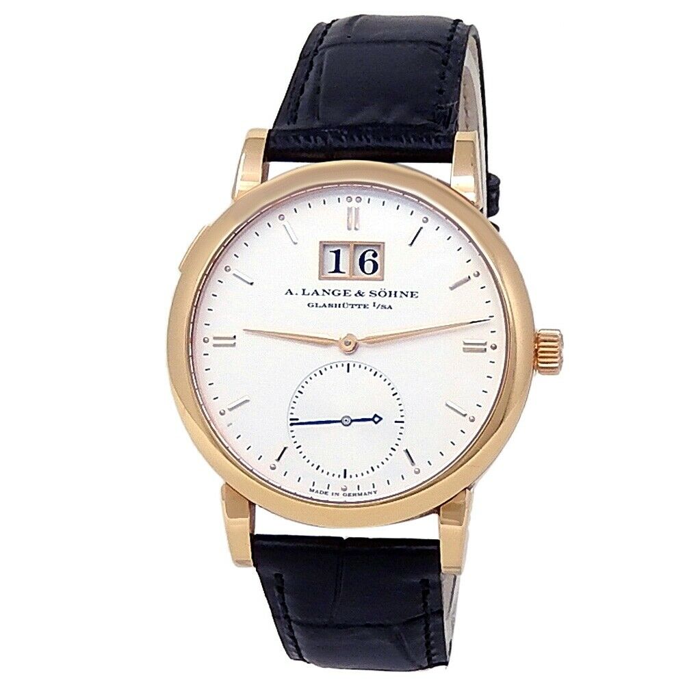 A.Lange  Sohne Saxonia 18k Rose Gold Leather Auto Silver Men's Watch