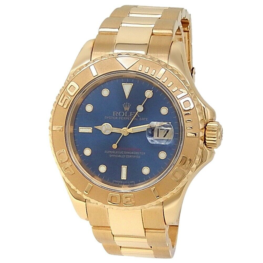 Rolex Yacht-Master 18k Yellow Gold Oyster Automatic Blue Men's Watch