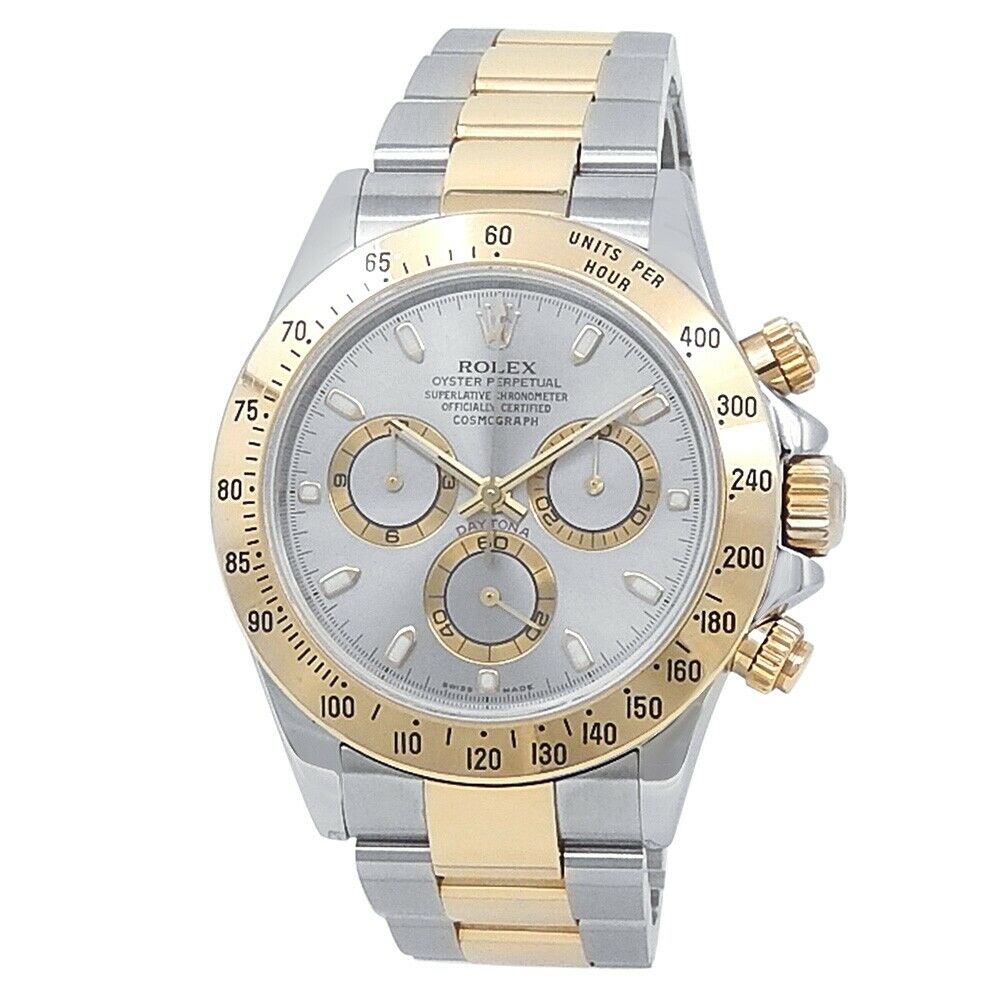 Rolex Daytona 18k Yellow Gold Stainless Steel Oyster Grey Men's Watch