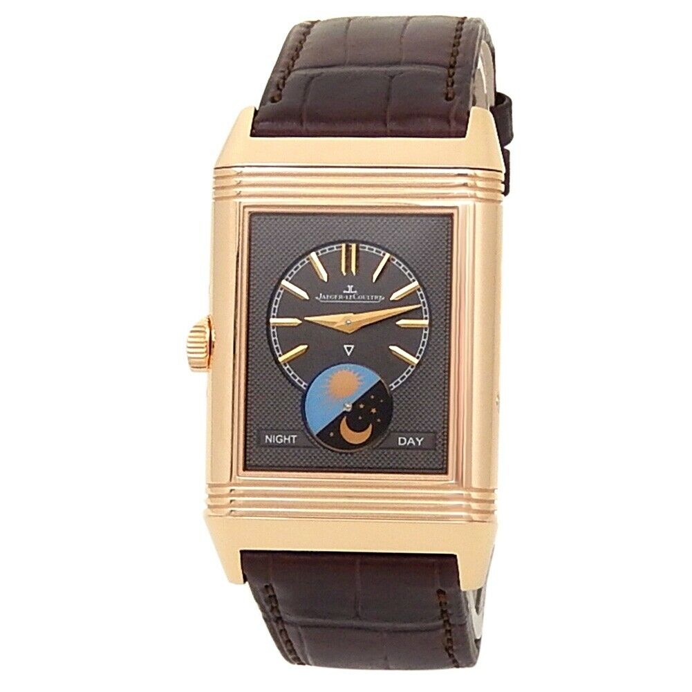 Jaeger-LeCoultre Reverso Tribute Calendar 18k Rose Gold Silver Watch