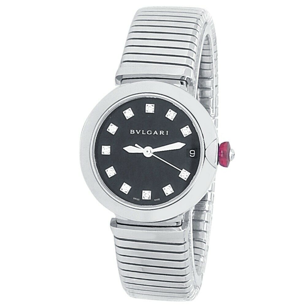 Bvlgari Lvcea Stainless Steel Automatic Diamonds Black Ladies Watch