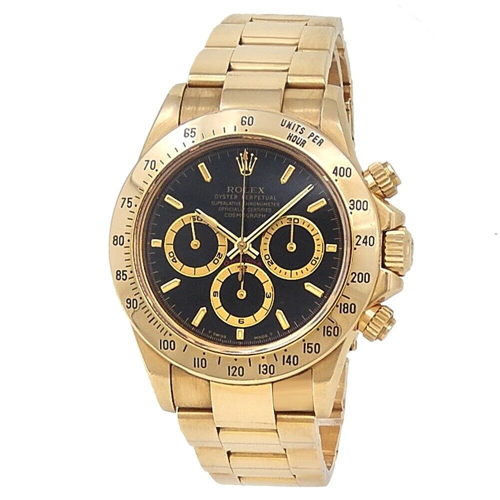 Rolex Daytona 18k Yellow Gold Oyster Automatic Black Men's Watch