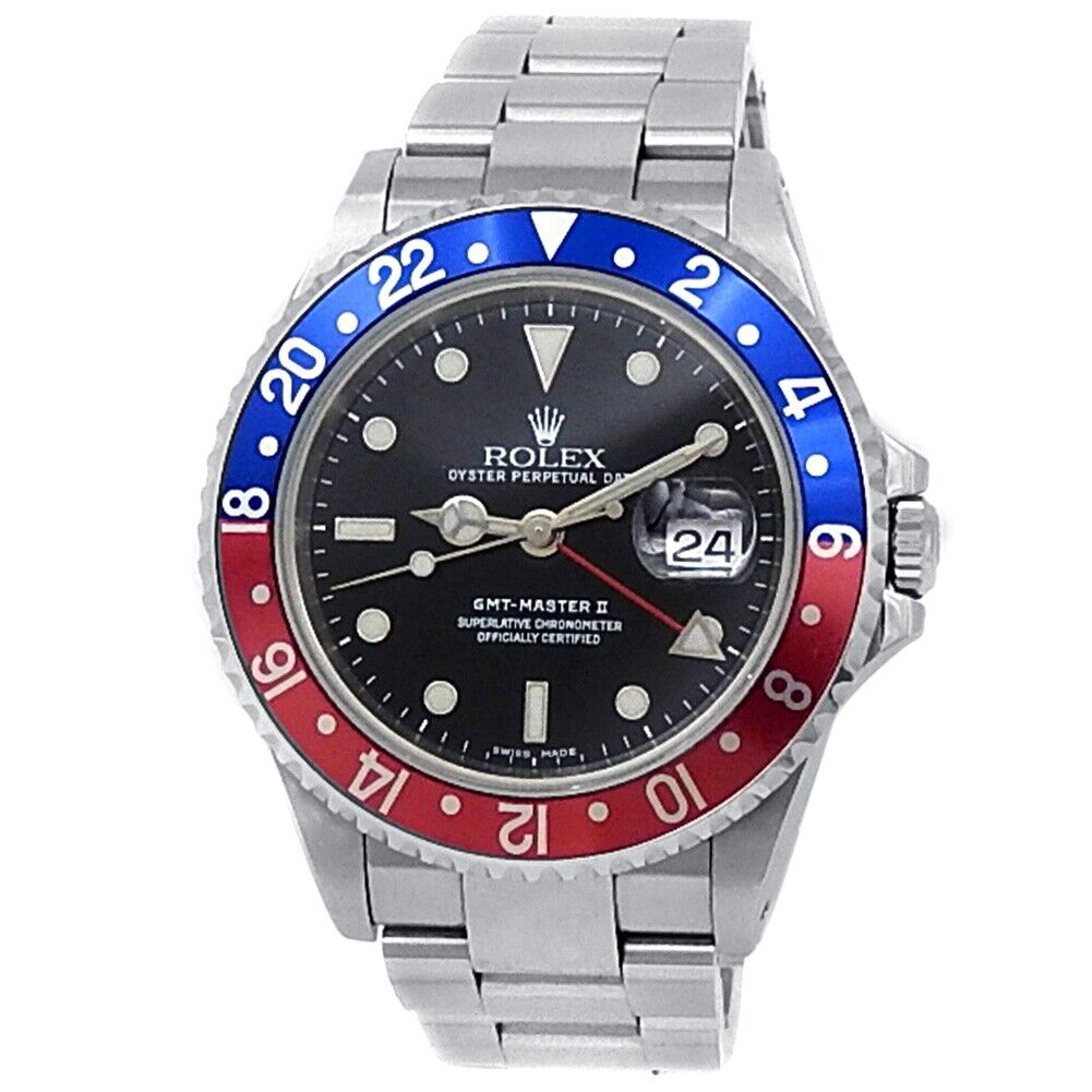 Rolex GMT-Master II Pepsi Stainless Steel Oyster Auto Black Men's Watch 16710