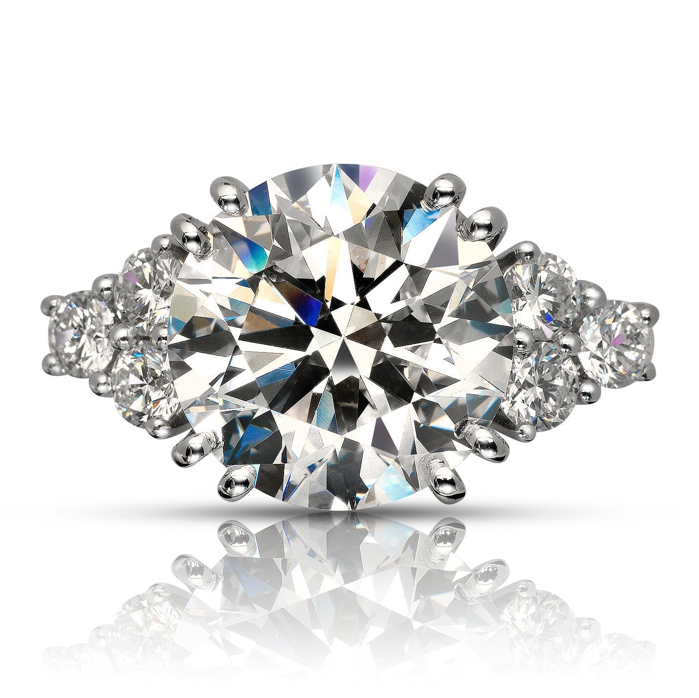 8 CARAT ROUND CUT E COLOR VS1 CLARITY DIAMOND ENGAGEMENT RING 18K WHITE GOLD GIA CERTIFIED 6 CT E VS1 BY MIKE NEKTA