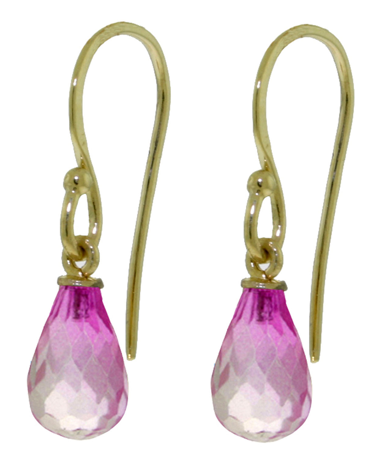 2.7 CTW 14K Solid Gold Fish Hook Earrings Pink Topaz
