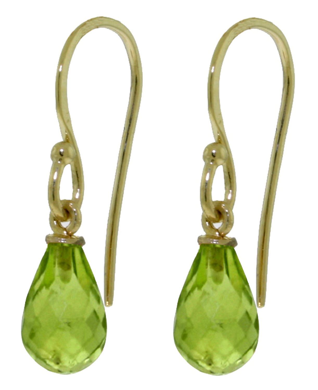 2.7 CTW 14K Solid Gold Fish Hook Earrings Peridot
