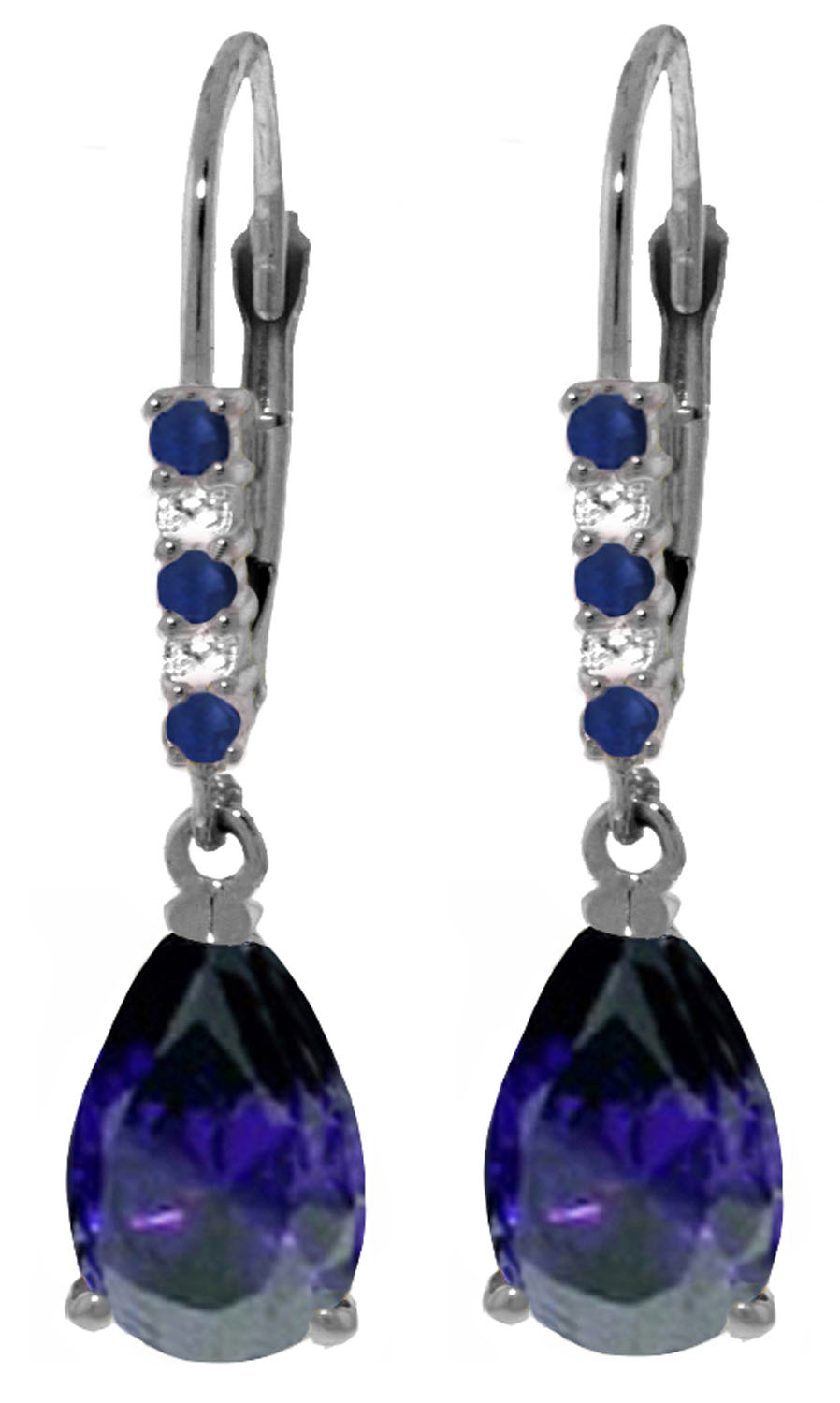 3.18 CTW 14K Solid White Gold Power Of Words Sapphire Diamond Earrings
