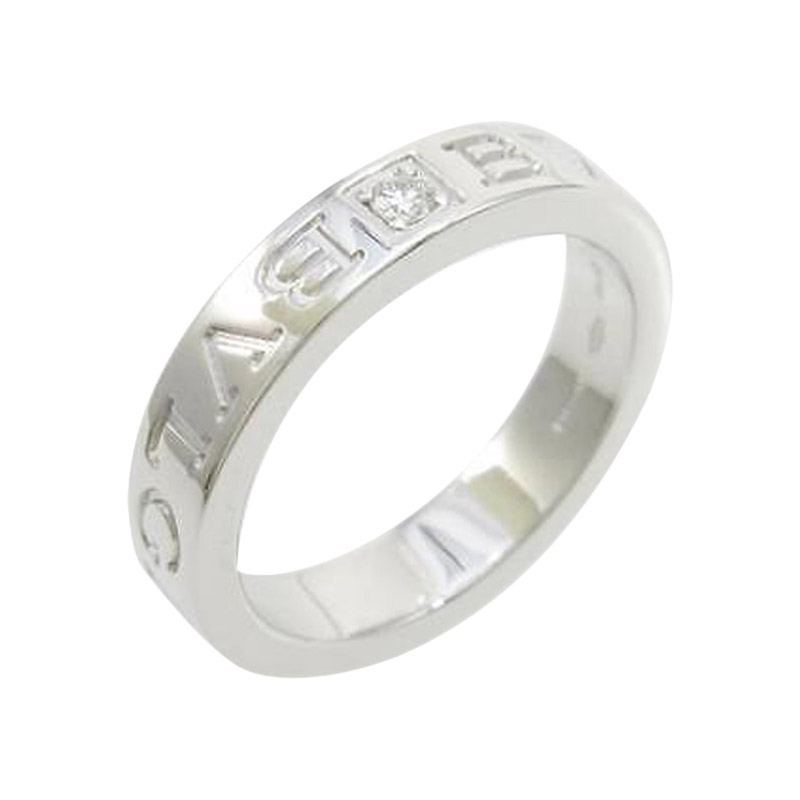 Bulgari 750 White Gold Double Logo Ring 