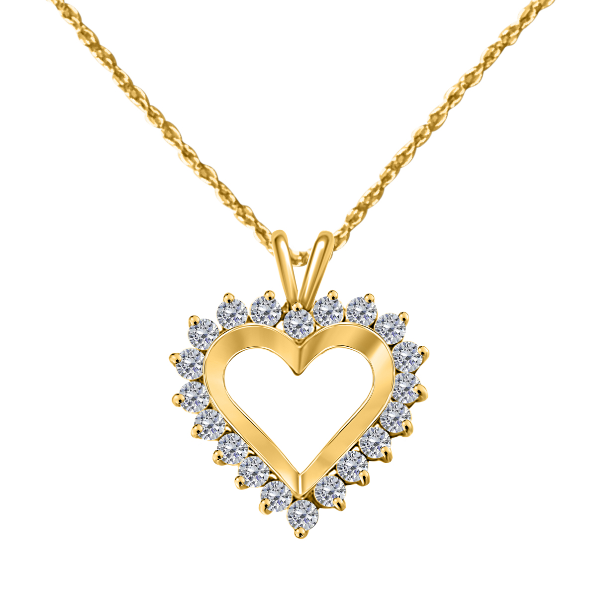 Heart Pendant Diamond Necklace 14k White Rose Yellow Gold In 1 Carat Conflict Free Round Diamond (I-J, I2-I3) Open Heart Pendant Necklace For Women Jewelry With 18'' Free Box Chain Anniversary Engagement Wedding Birthday Collection