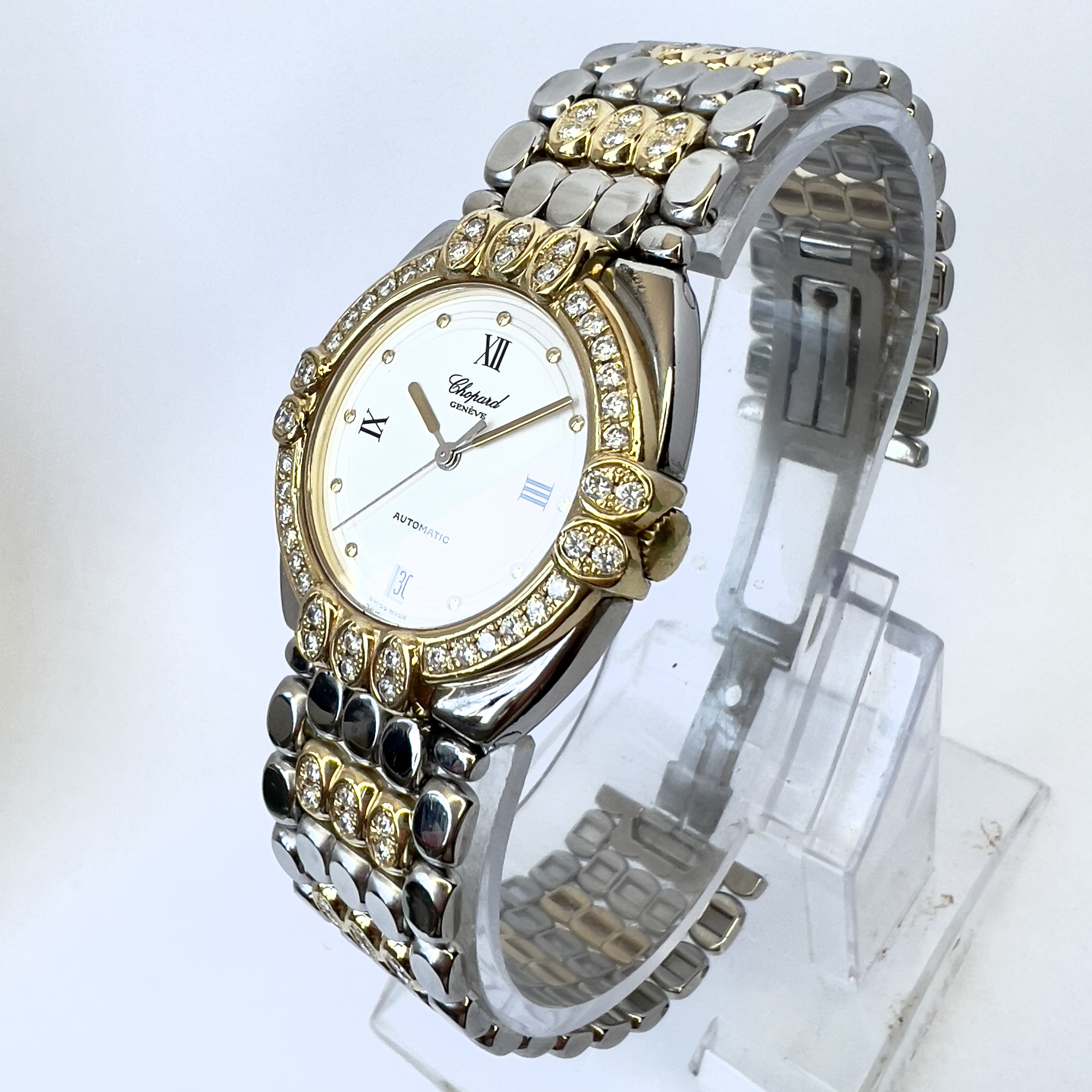 CHOPARD GSTAAD Automatic 32mm 18K Yellow Gold & Steel 1.92TCW