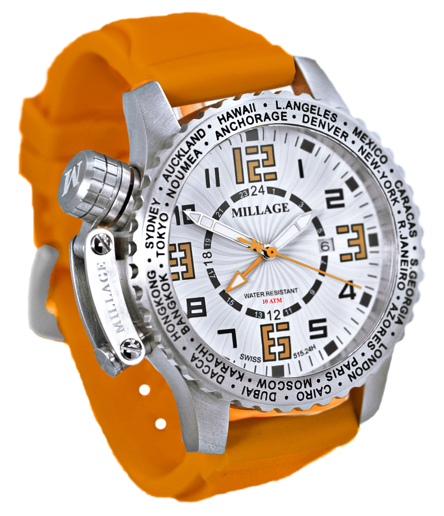 M3726SLS-ORANGE-WHITE / ORANGE/MILLAGE WATCHES
