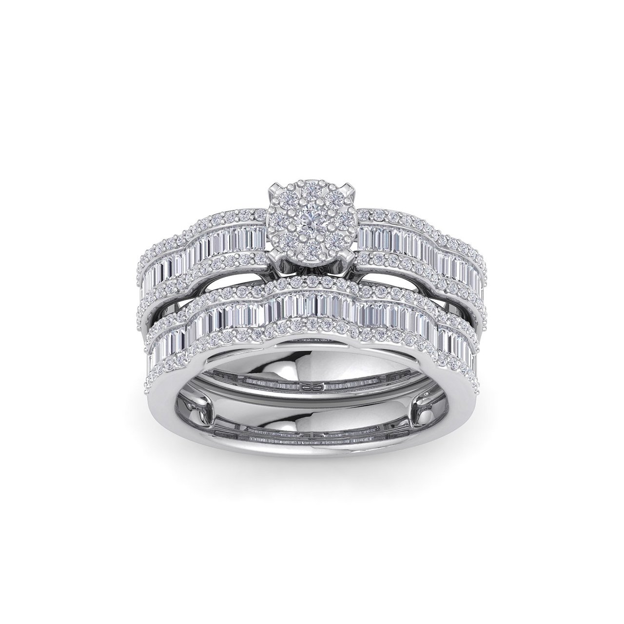 GLAM ® Wave bridal ring set in 14K gold with white diamonds of 1.17 ct in weight