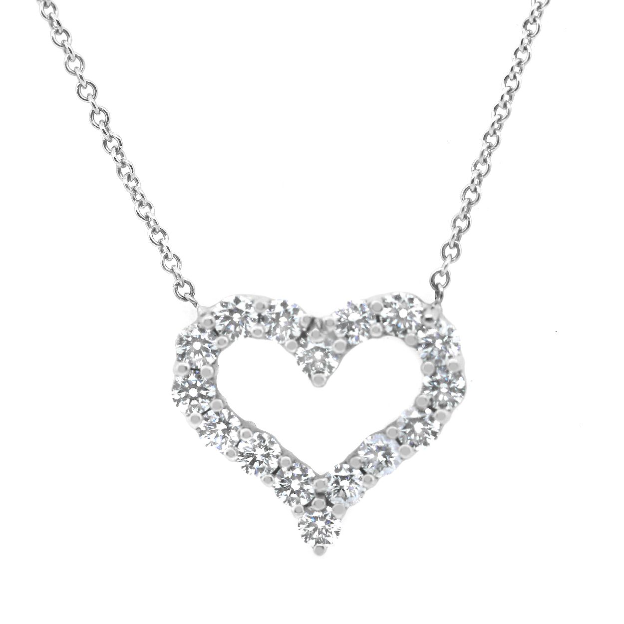 Tiffnay  Co. Platinum and Diamond Heart Necklace 16"