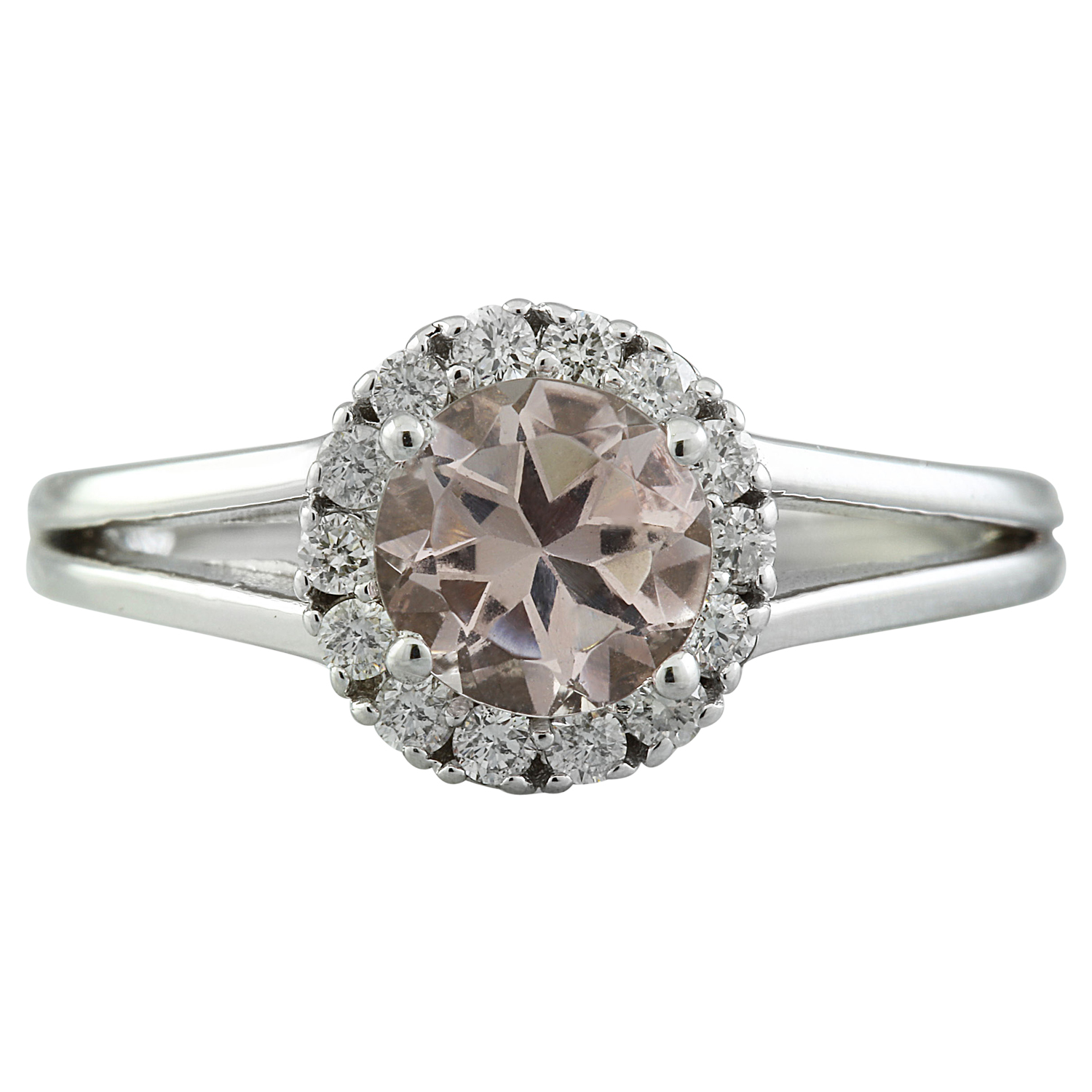 1.28 Carat Morganite 14K White Gold Diamond Ring