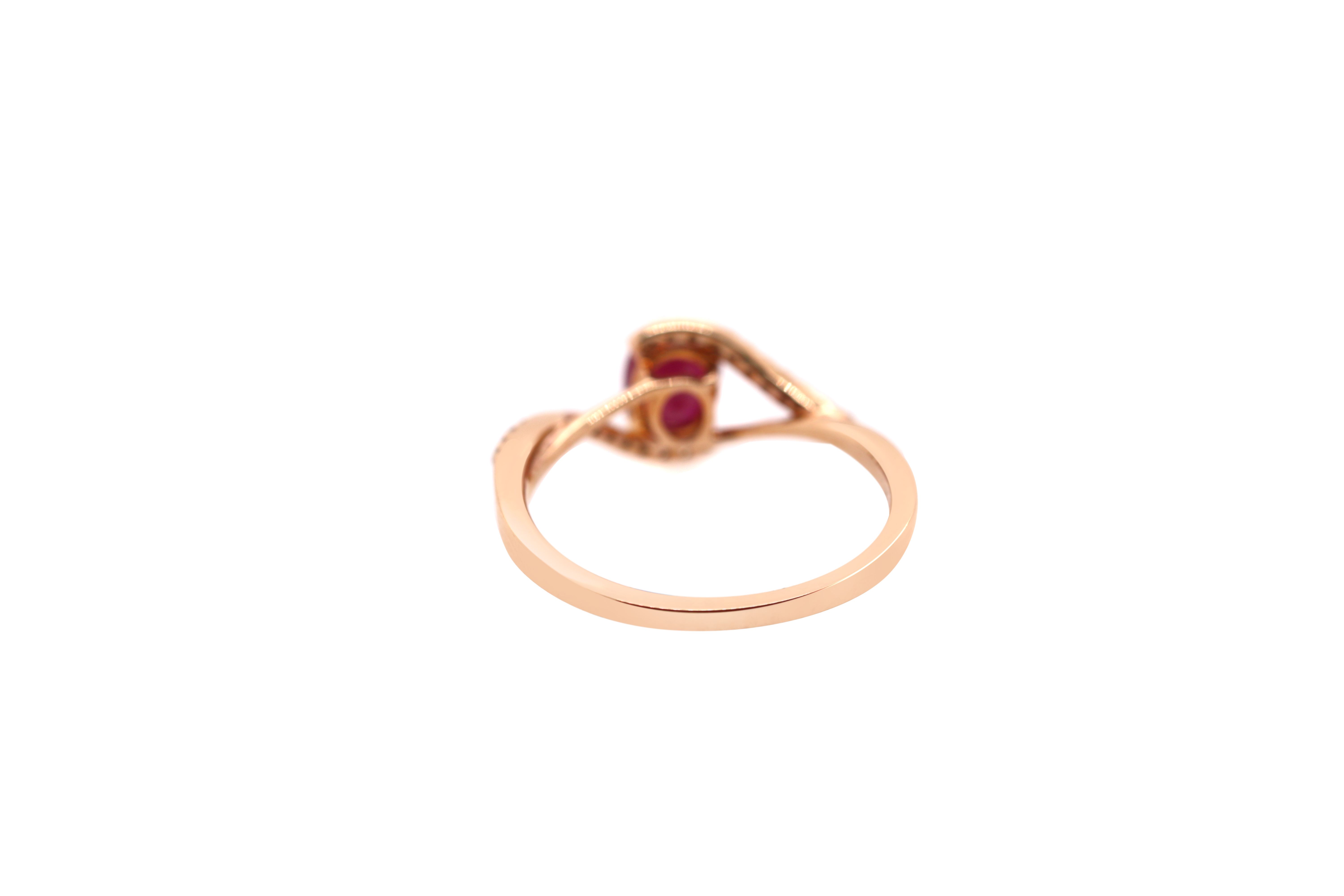 18k Rose Gold Ruby and Diamond Ring