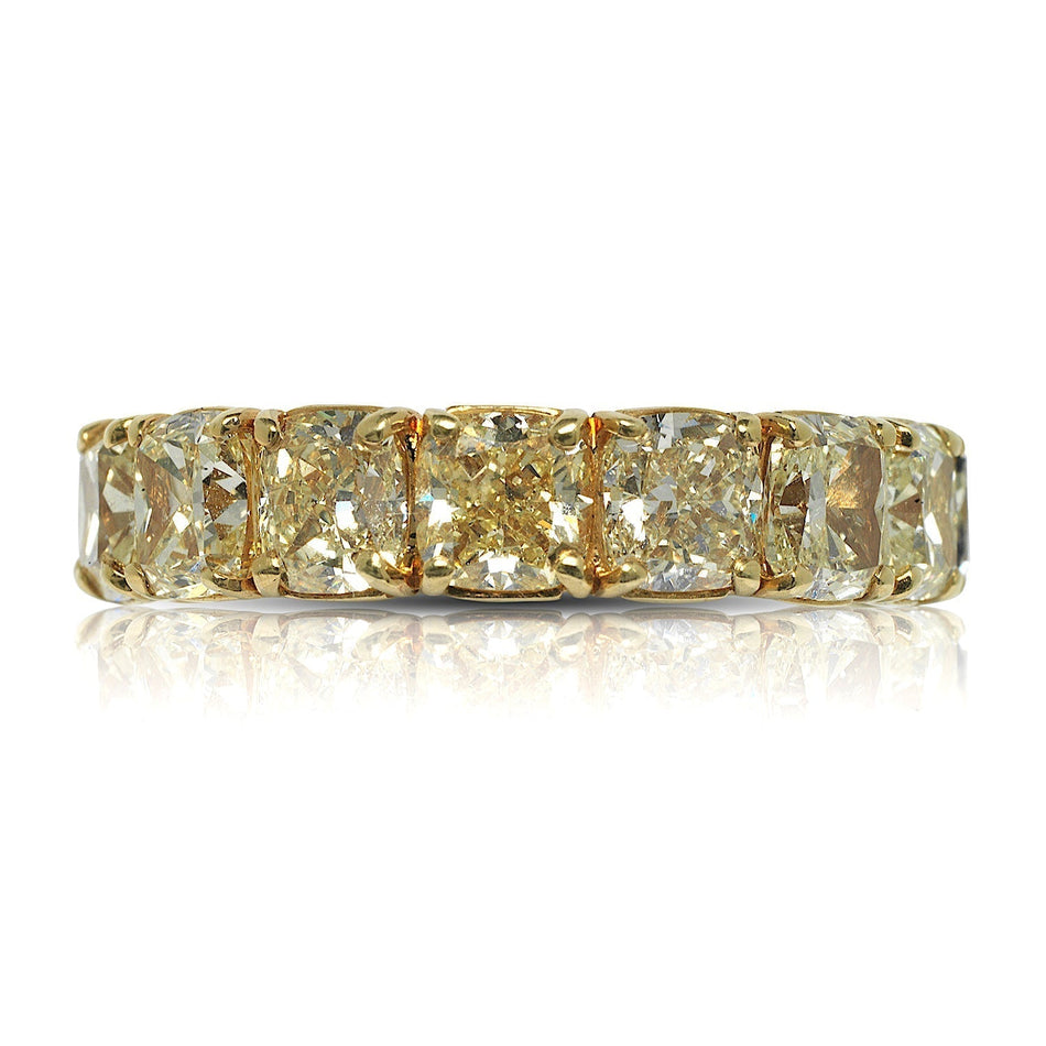 14 CARAT CUSHION CUT DIAMOND ETERNITY BAND IN 18K YELLOW GOLD SHARED PRONG 1 CT BY MIKE NEKTA
