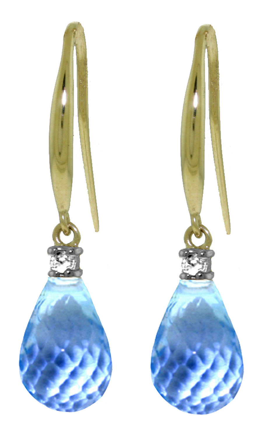 4.6 CTW 14K Solid Gold Joya Blue Topaz Diamond Earrings