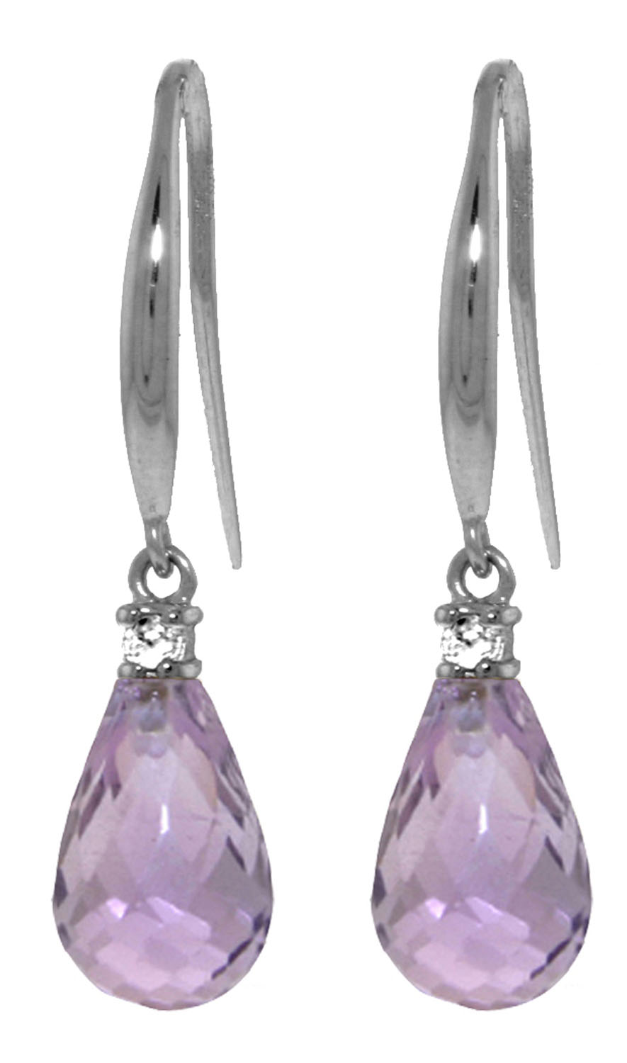 4.6 CTW 14K Solid White Gold Longings Reflected Amethyst Diamond Earrings