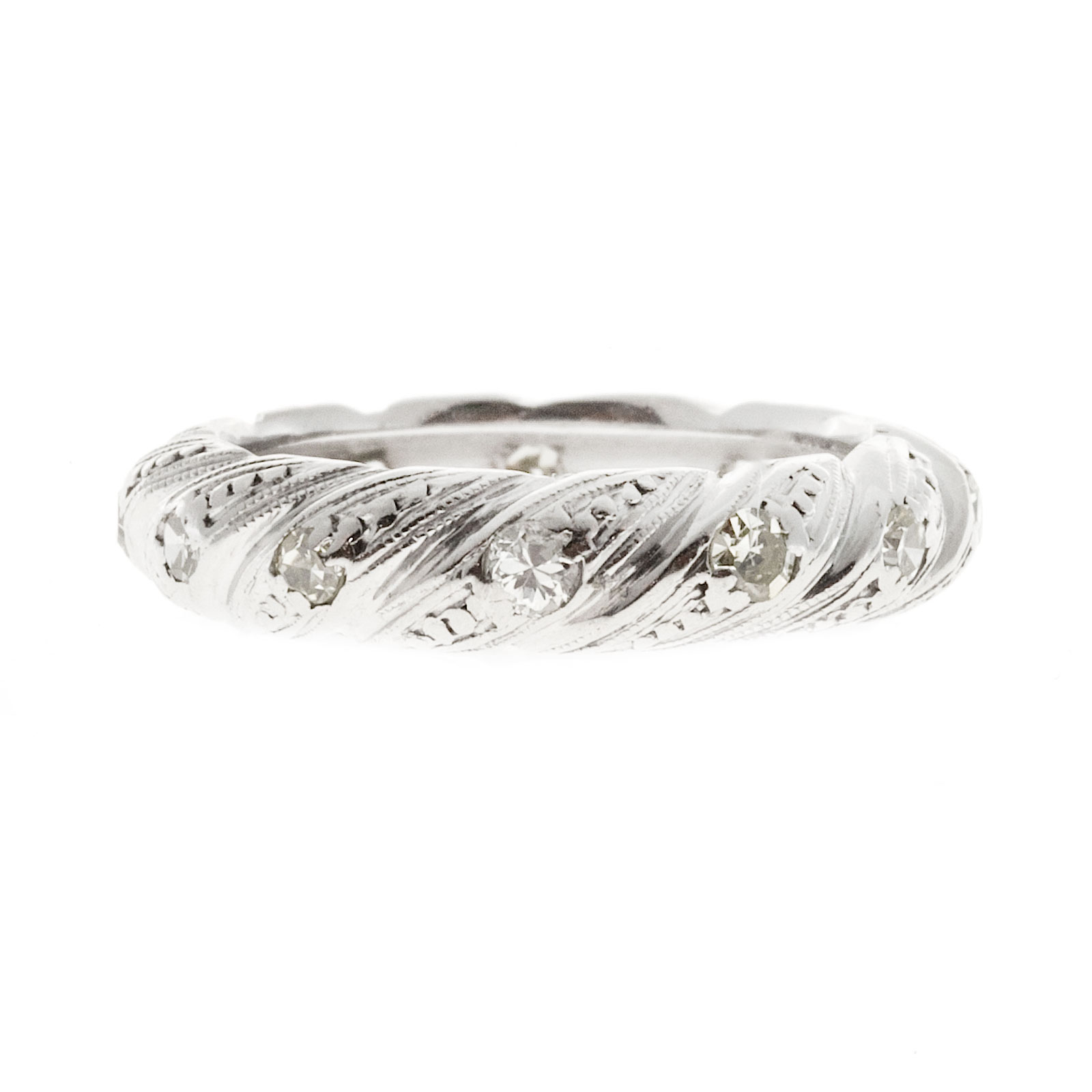 Vintage Platinum with 0.36ct Round Mele Diamond Ring Size 6