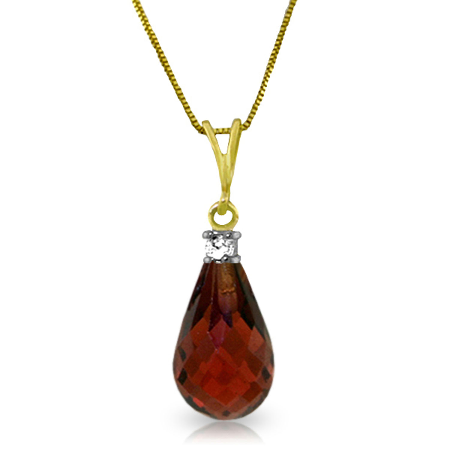 2.3 CTW 14K Solid Gold Rosy Cheeks Garnet Diamond Necklace