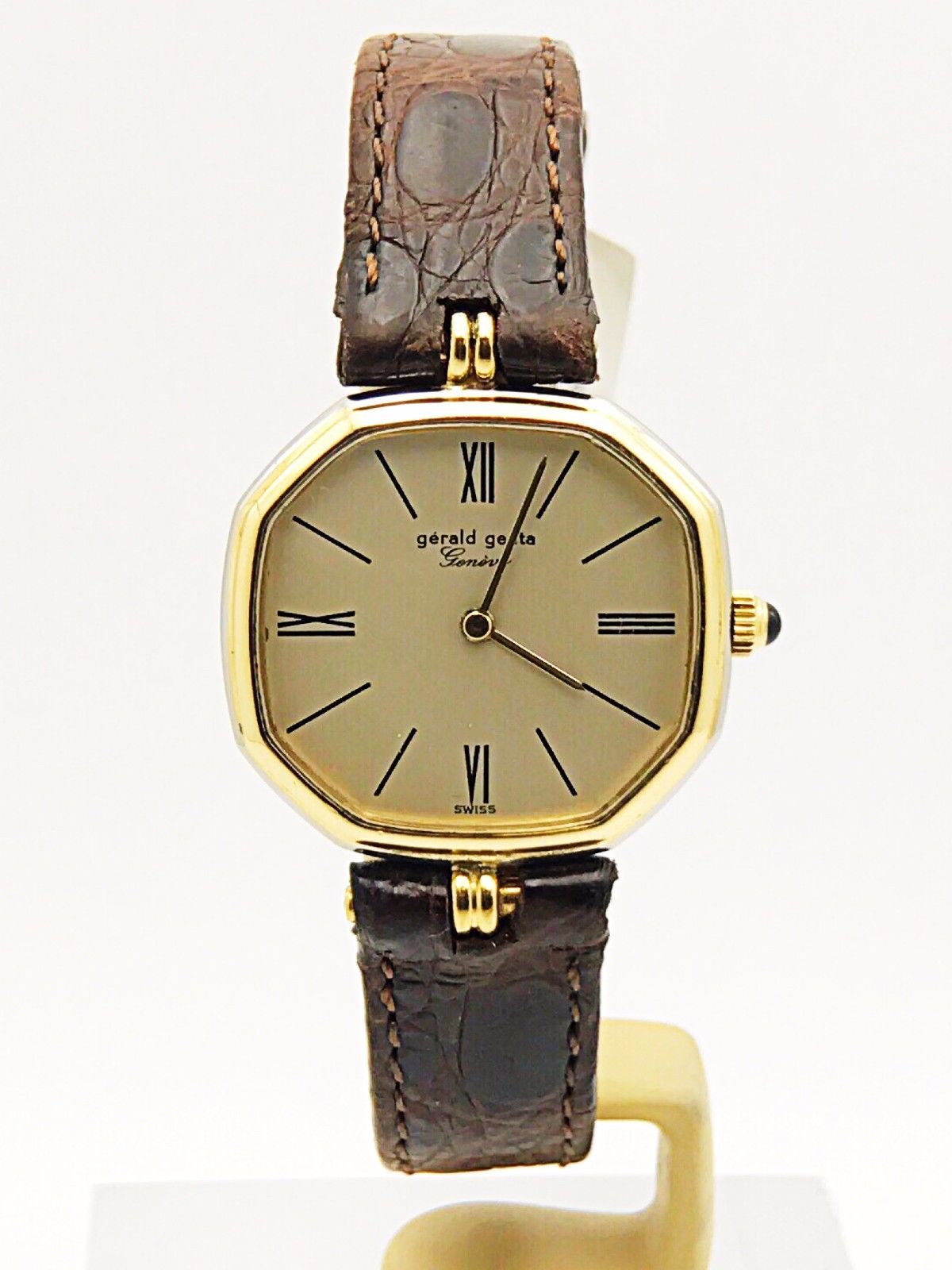 Gerald Genta 18K Yellow  White Gold Manual Winding Watch with Extra Strap