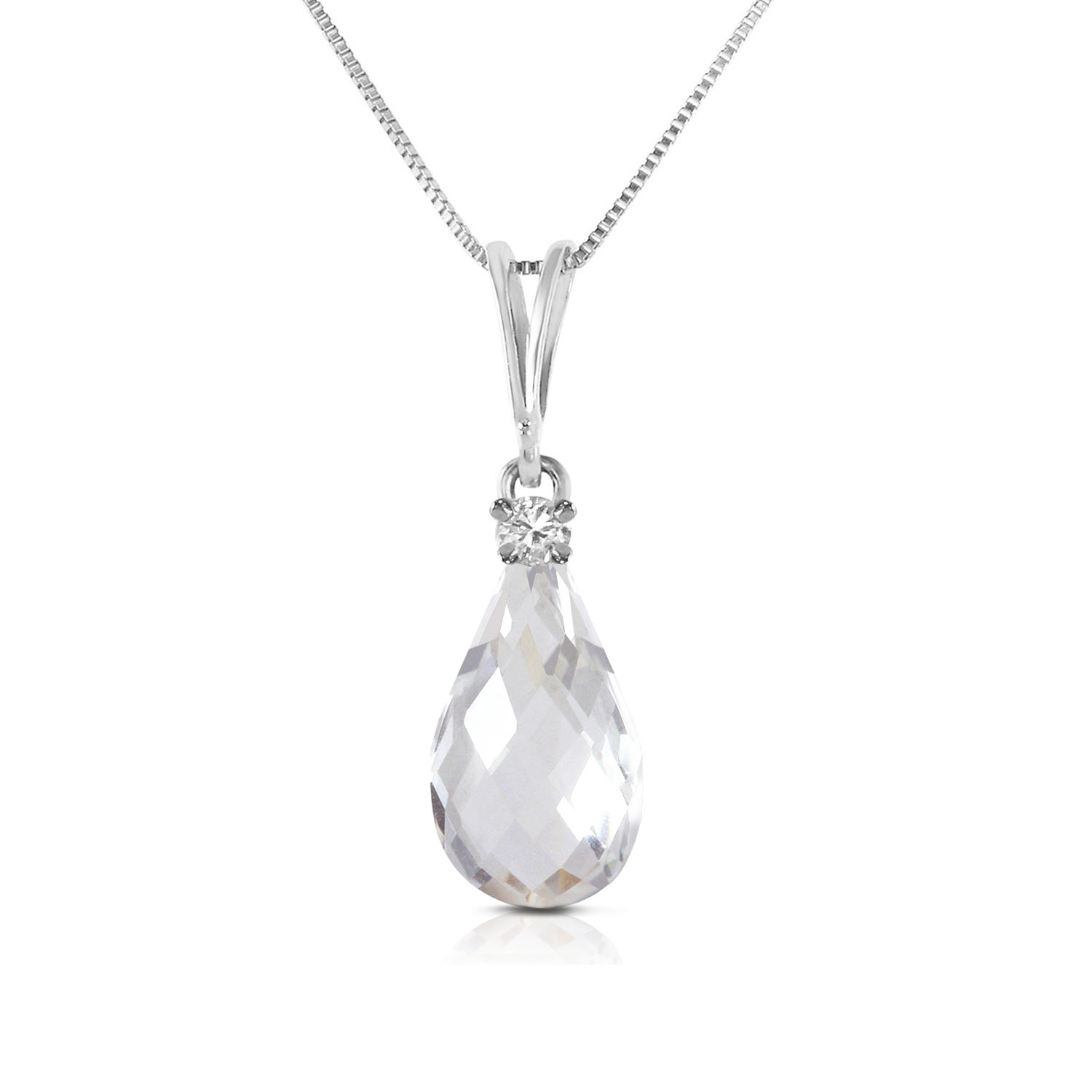 2.3 CTW 14K Solid White Gold These Skies White Topaz Diamond Necklace