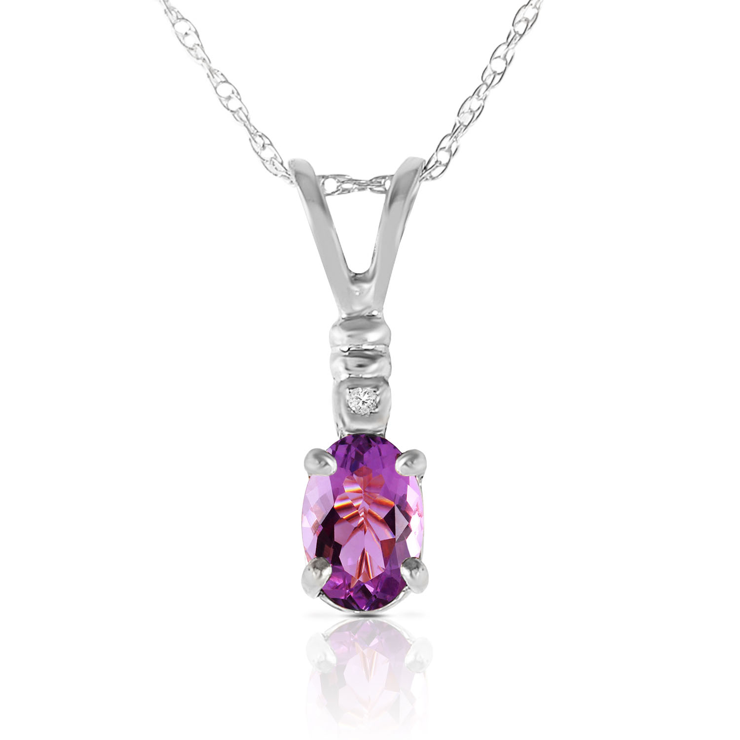 0.46 CTW 14K Solid White Gold Swift Moment Amethyst Diamond Necklace