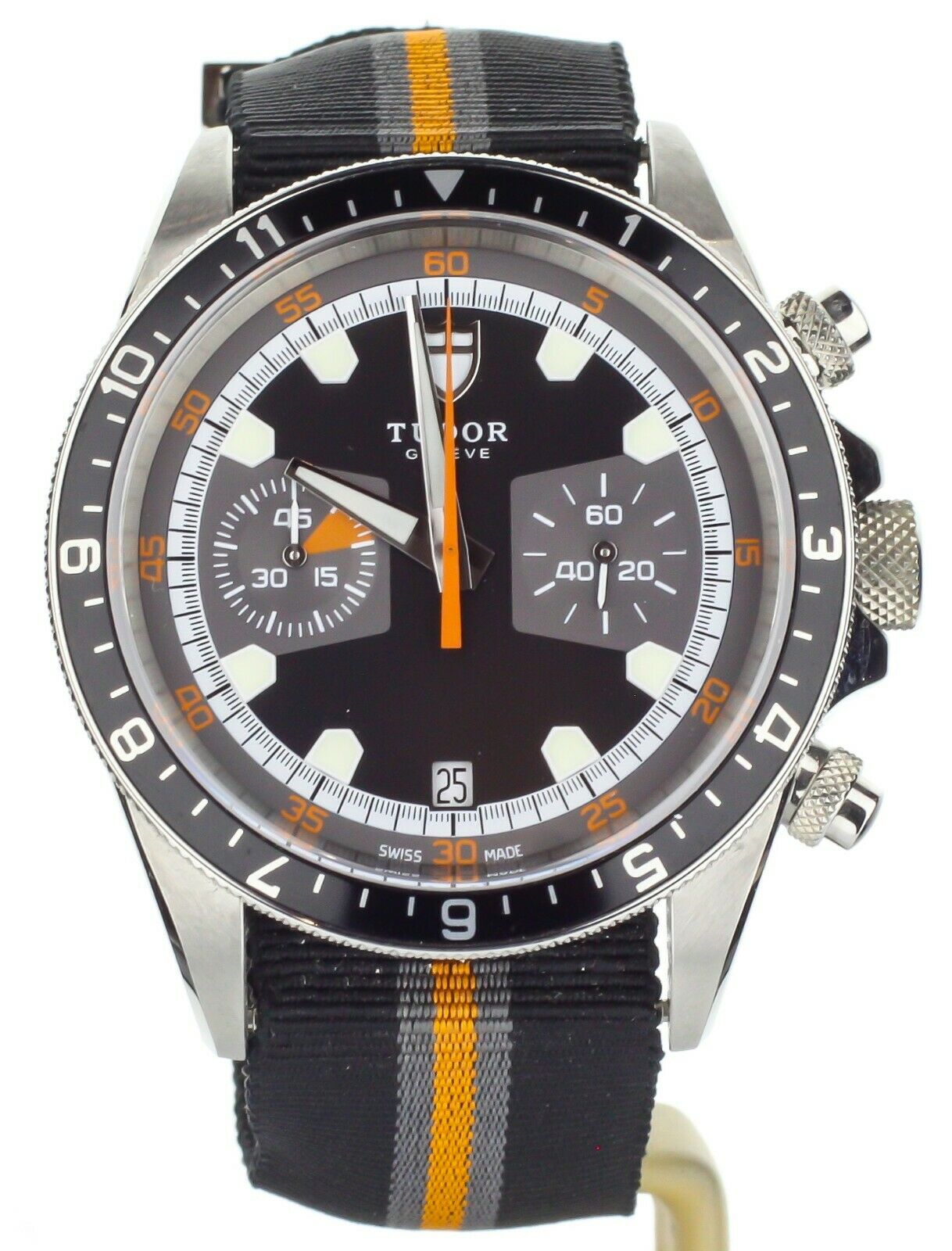 Tudor Heritage Chronograph Black/ Orange on Nato m70330n-0004