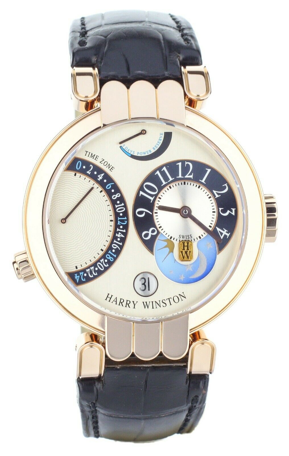 Harry Winston Premier Excenter Timezone ref:200-MMTZ39R Rose Gold 39mm Full Set