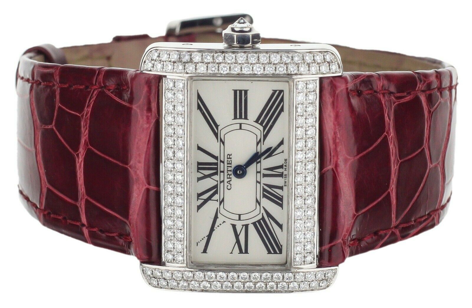18KW Cartier Tank Divan Factory Diamond Bezel 31.5 X 25.5 Mm Ref
