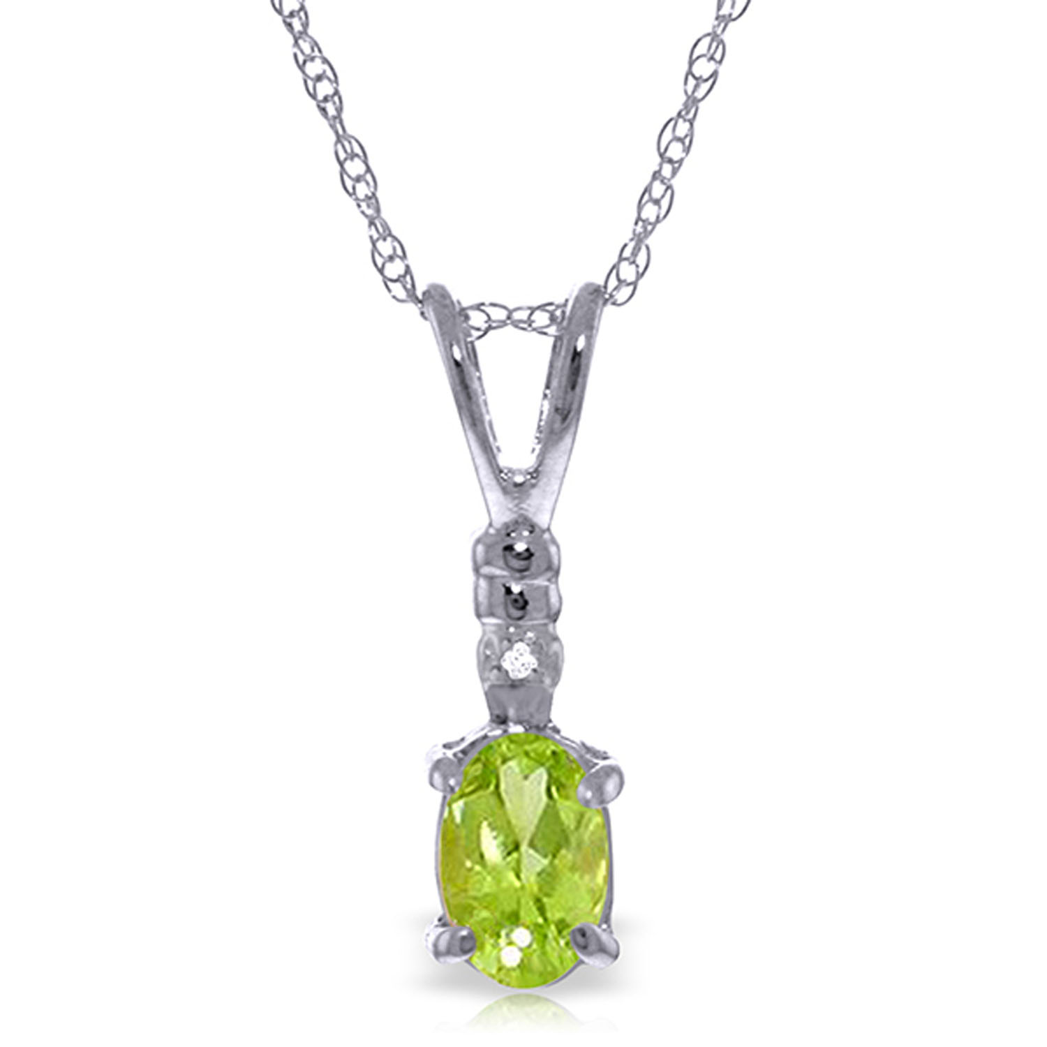 0.46 CTW 14K Solid White Gold Once In A Lifetime Peridot Diamond Necklace