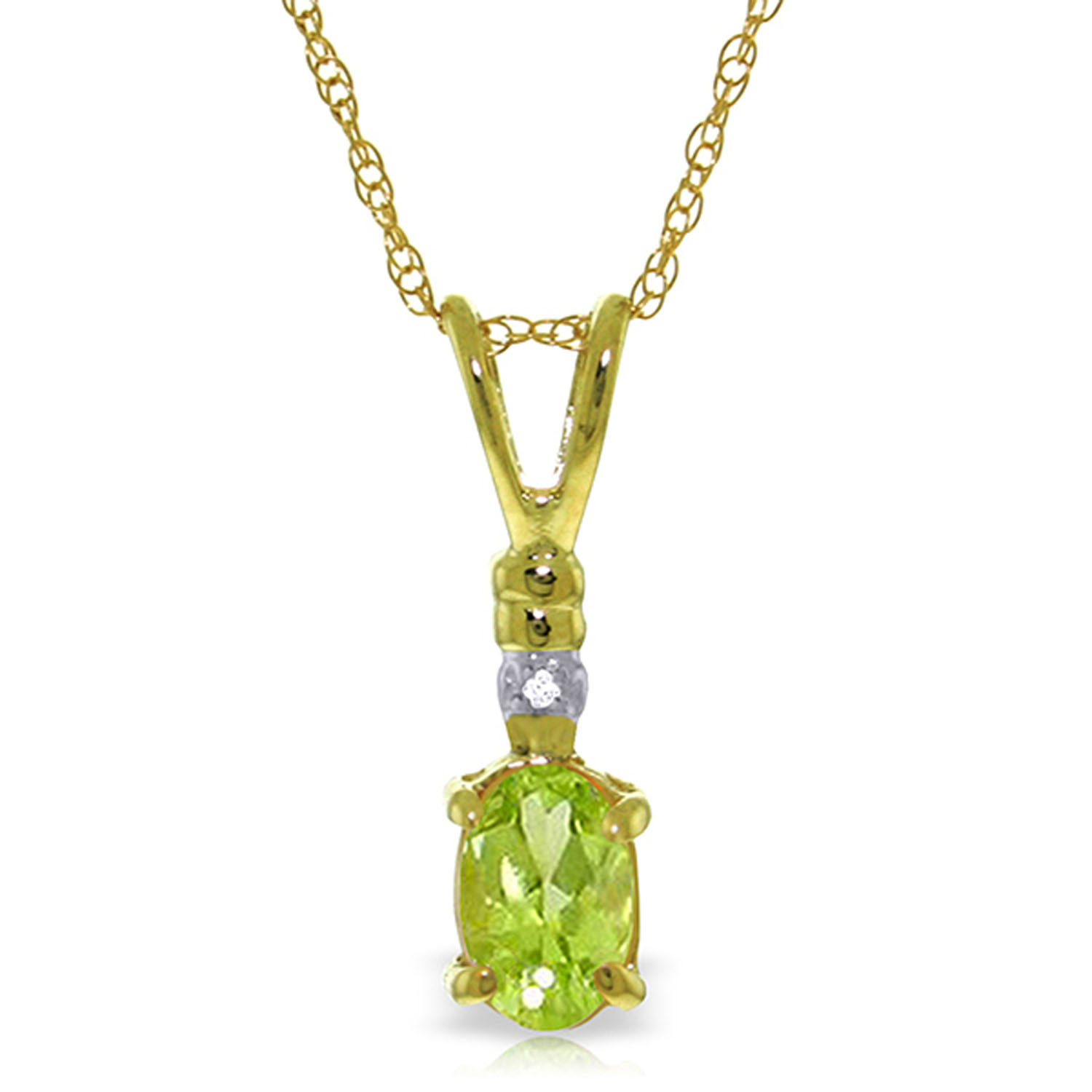 0.46 CTW 14K Solid Gold Love Murmur Peridot Diamond Necklace