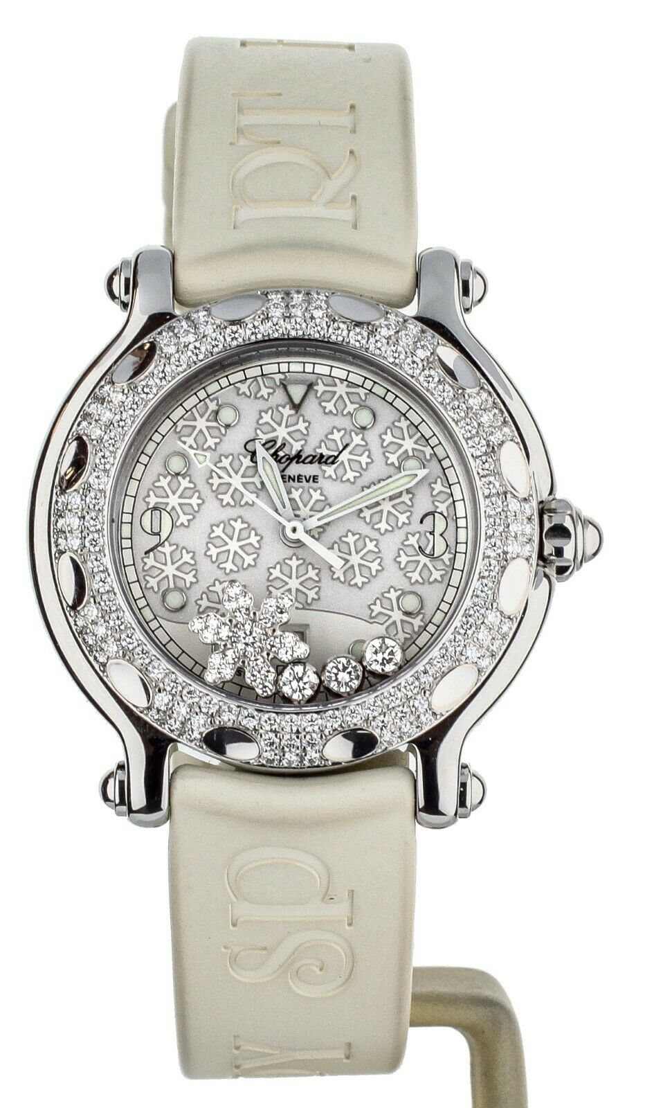 Chopard Happy Sport Snowflake 32.5mm 8236 white rubber strap