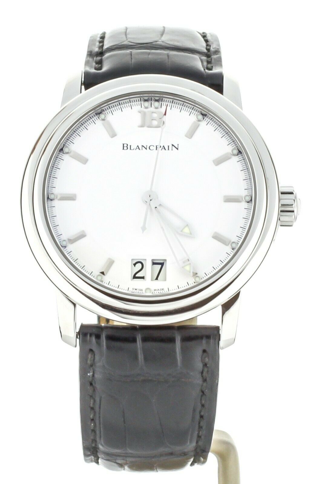 BLANCPAIN LEMAN GRANDE DATE WHITE DIAL Black Strap 40MM REF: 2850-1127-53b