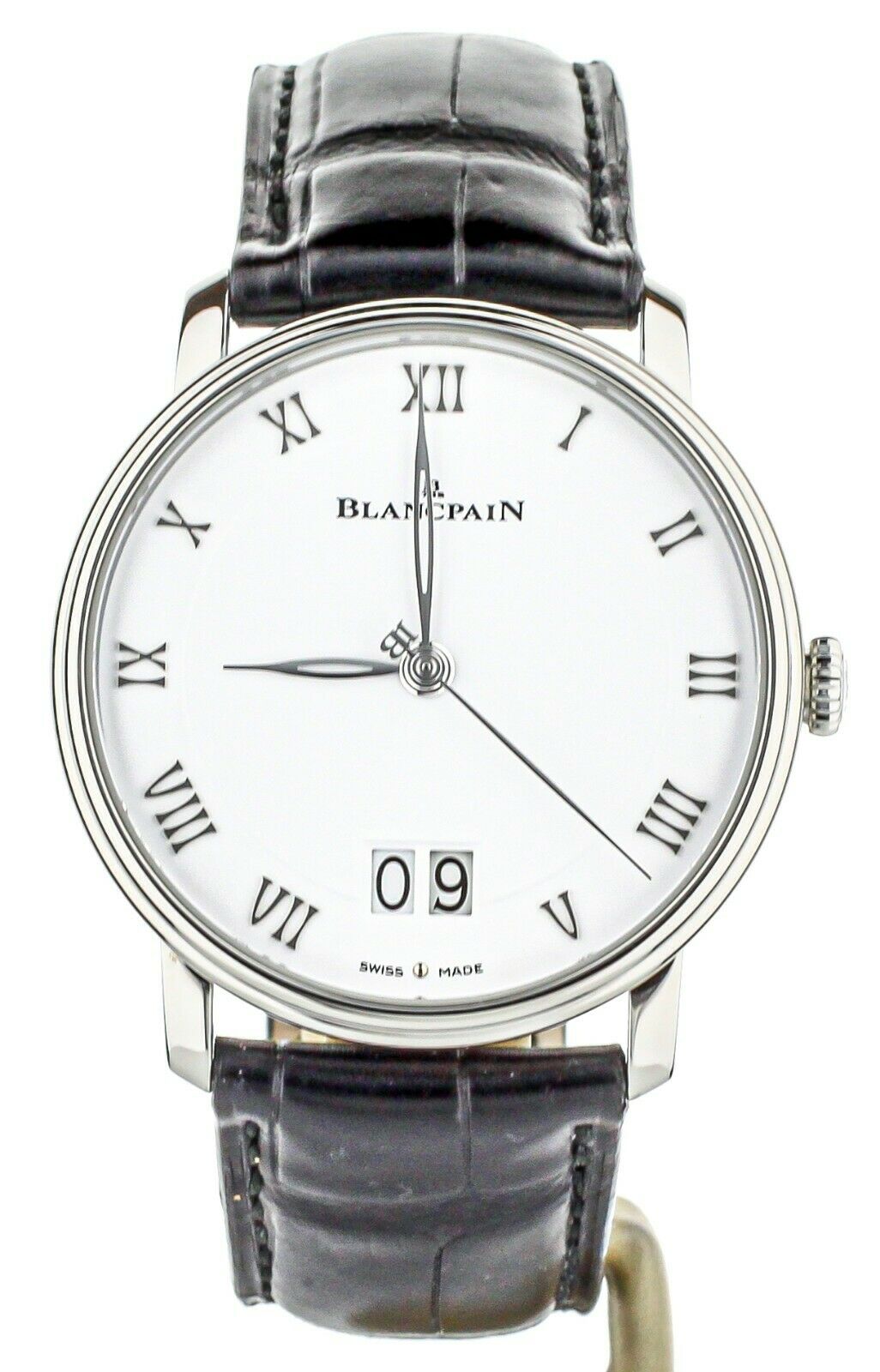 BLANCPAIN LEMAN GRANDE DATE WHITE DIAL Black Strap 40MM REF: 6669-1127-55B