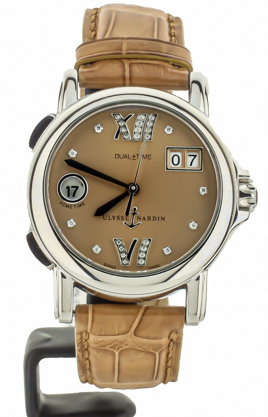 Ulysse Nardin San Marco GMT Salmon Diamond Dial 37mm 223-22/30-09 Full Set