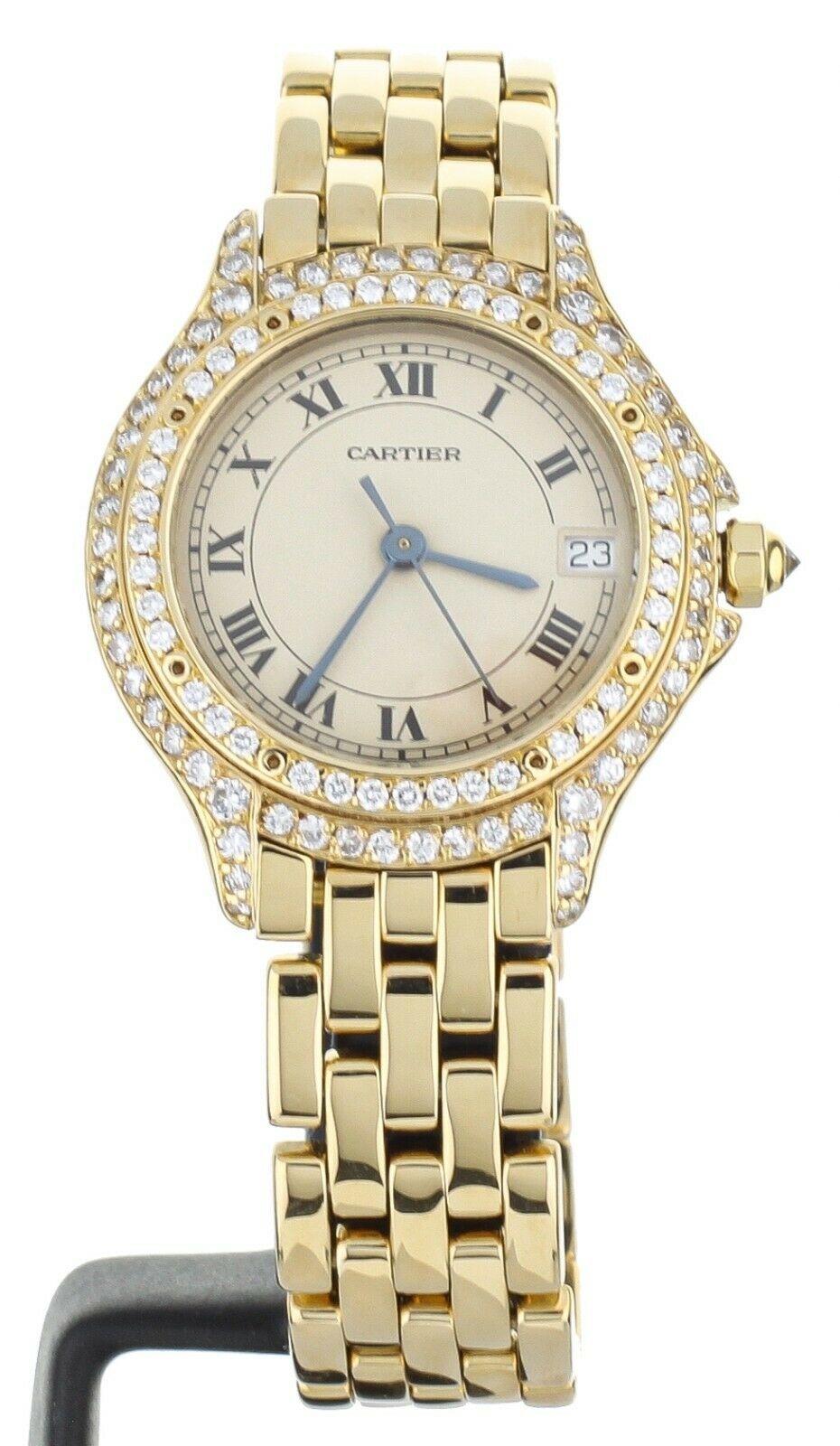 CARTIER COUGAR YELLOW GOLD BRACELET 26MM FACTORY DIAMONDS 2 ROW QUARTZ  887907 | Cartier | Buy at TrueFacet