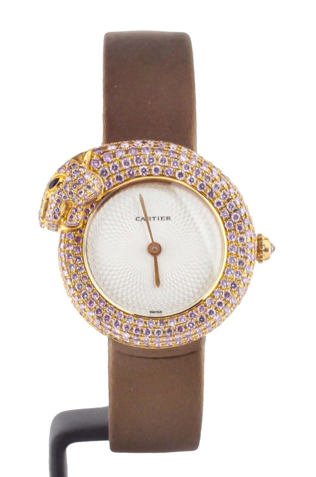 Cartier 1925 Rose Gold Panthere Pink Diamond Watch 2445 DM1157 32mm Complete Set