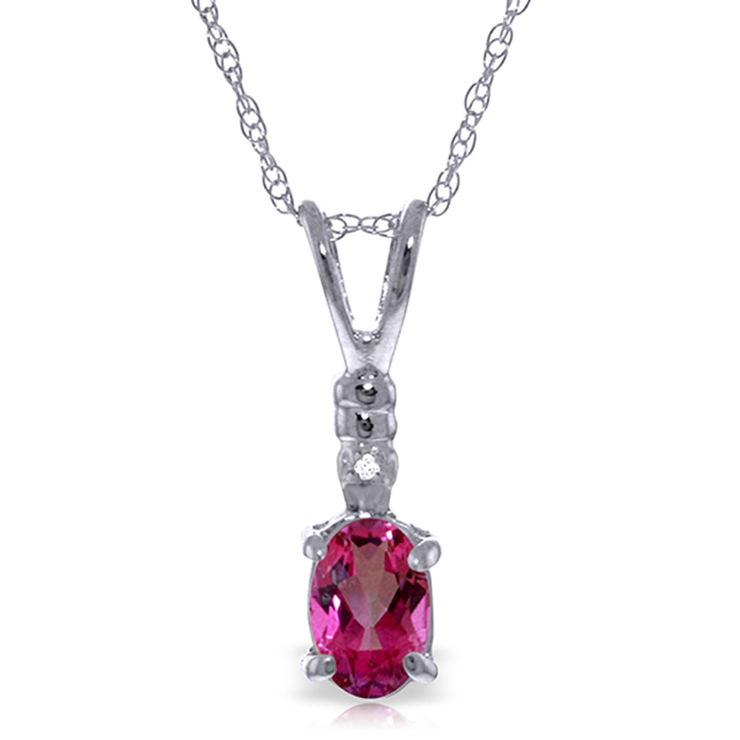 0.46 CTW 14K Solid White Gold Play The Part Pink Topaz Diamond Necklace