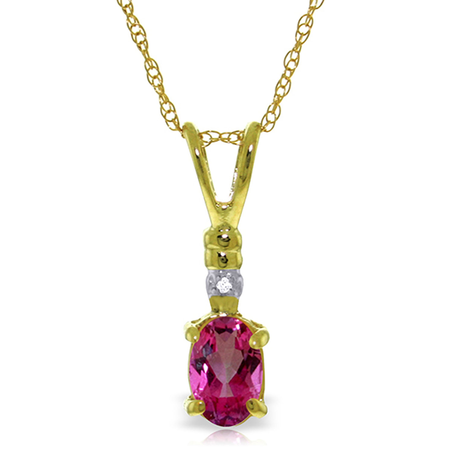 0.46 CTW 14K Solid Gold Pop Of Color Pink Topaz Diamond Necklace