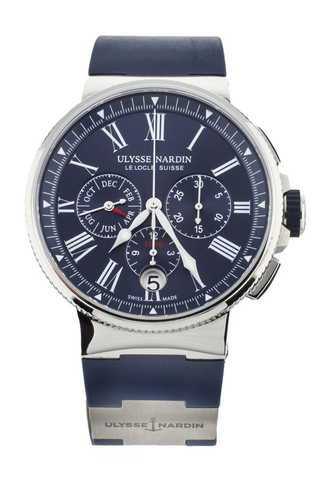 ULYSSE NARDIN MARINE ANNUAL CALENDAR CHRONOGRAPH BLUE 43MM 1533-150 FULL SET