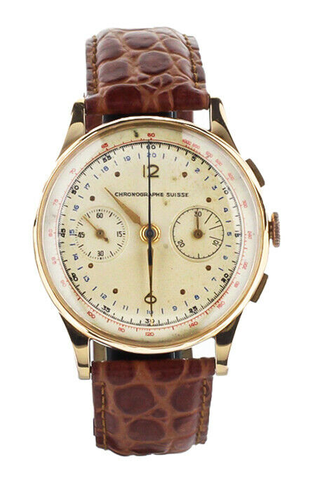 Chronographe Suisse Vintage Yellow Gold 38mm Chronograph Manual Wind