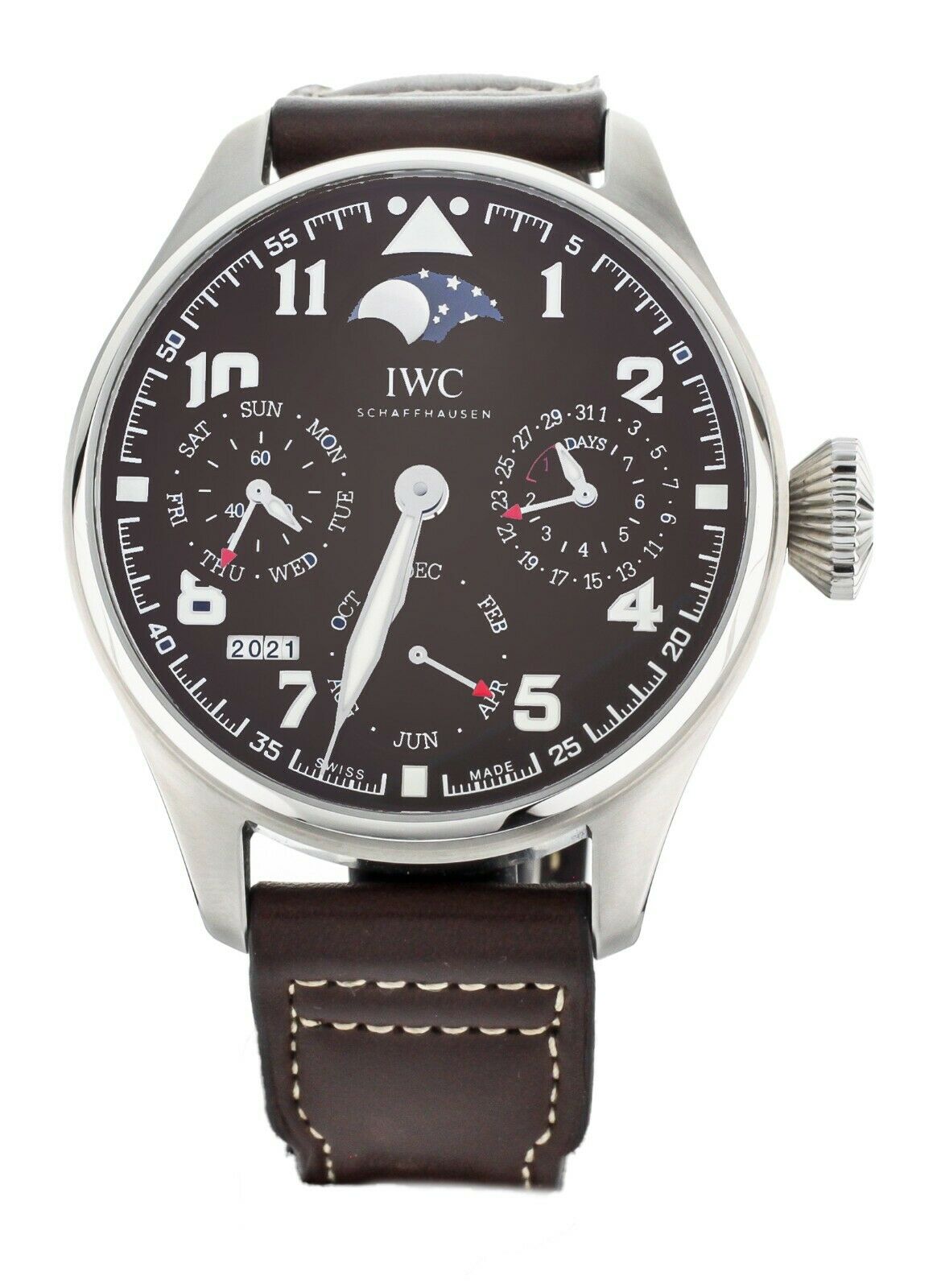 IWC Big Pilot Perpetual Calendar St. Exupery Brown Steel 46mm IW503801 Full Set