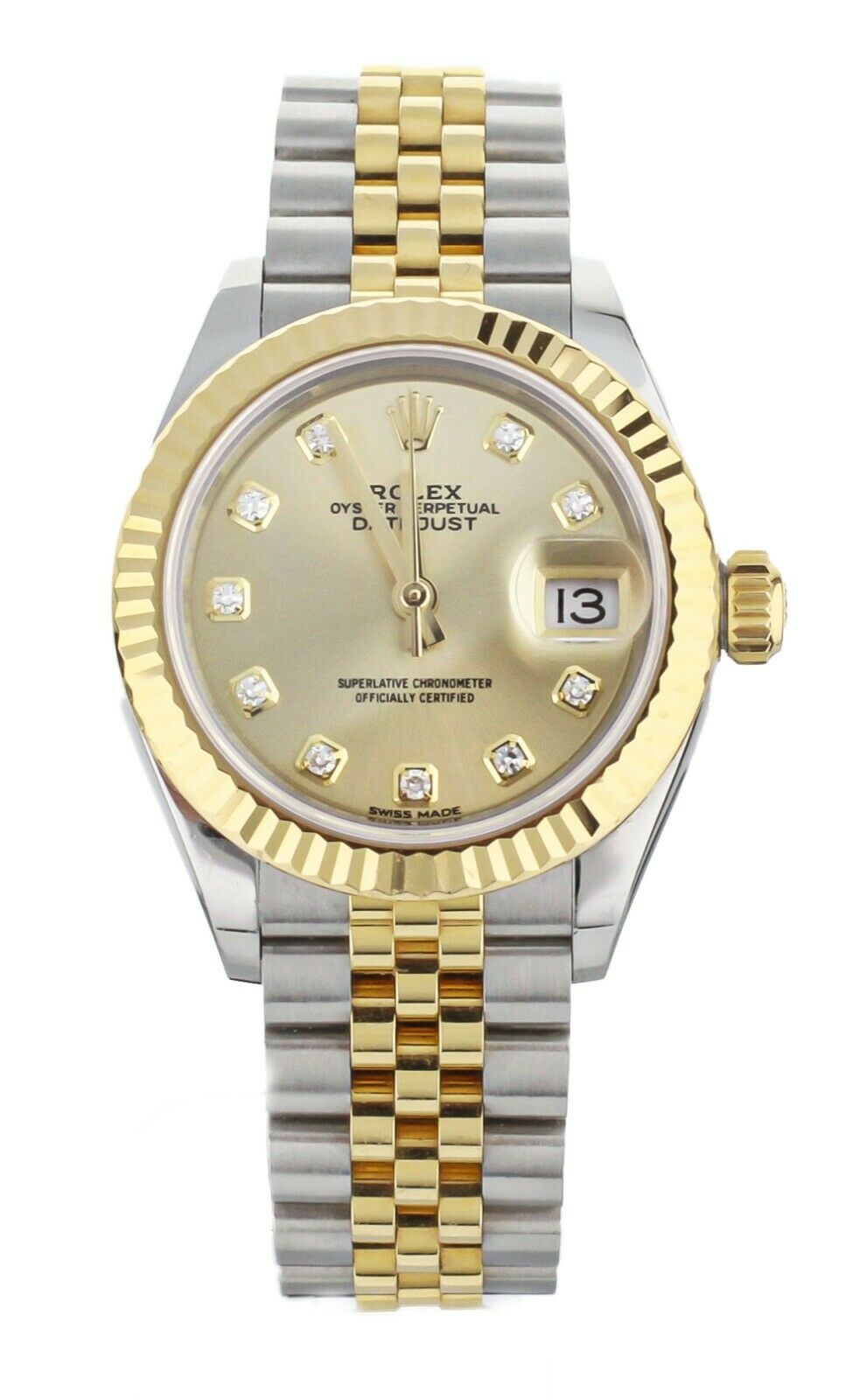 Rolex Datejust Stainless Steel Yellow Gold Champagne Dial 28mm 279173 Full Set