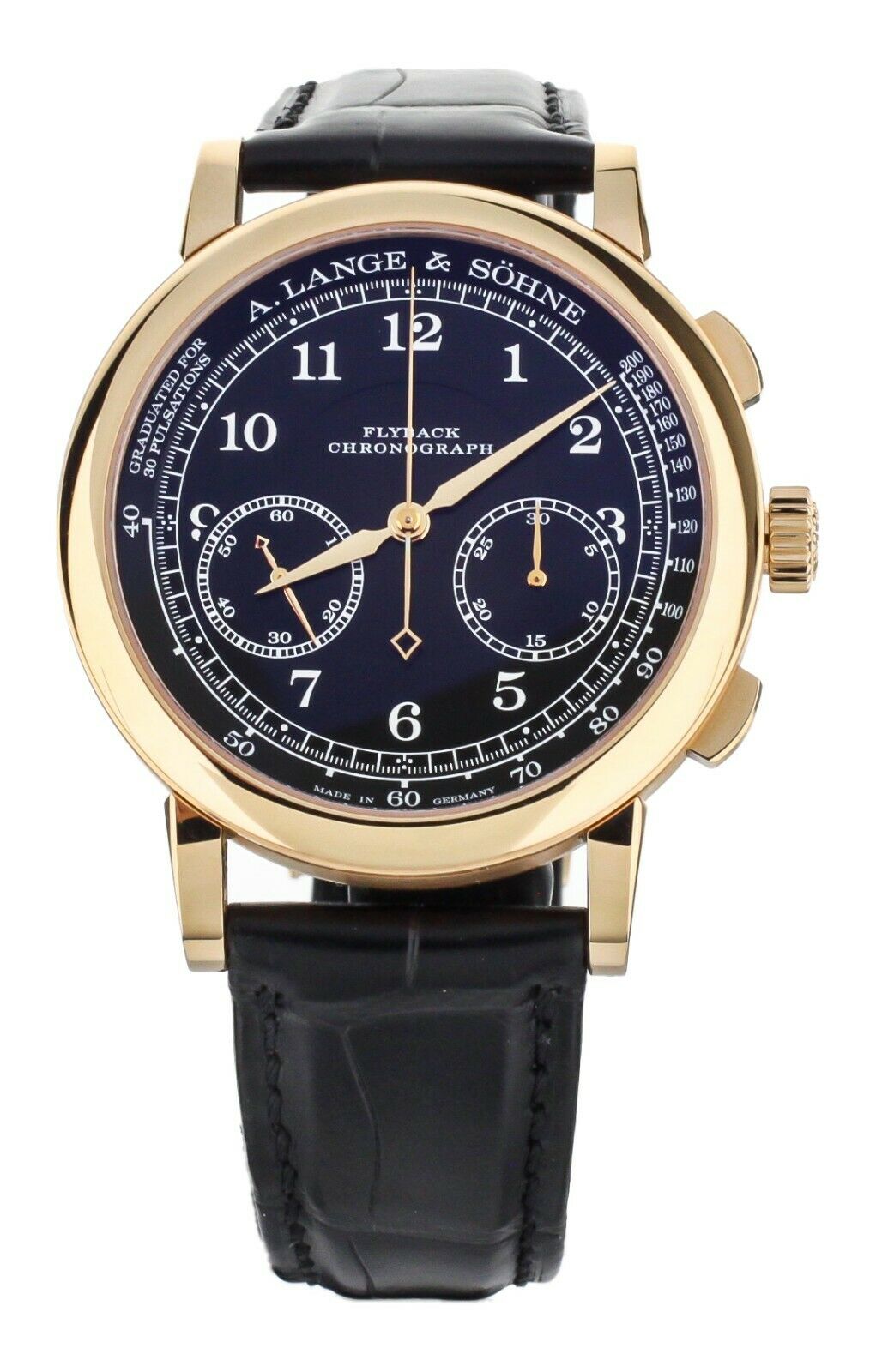 A. Lange and Sohne 1815 Chronograph Black Dial Rose Gold 39mm 414.031 Full Set