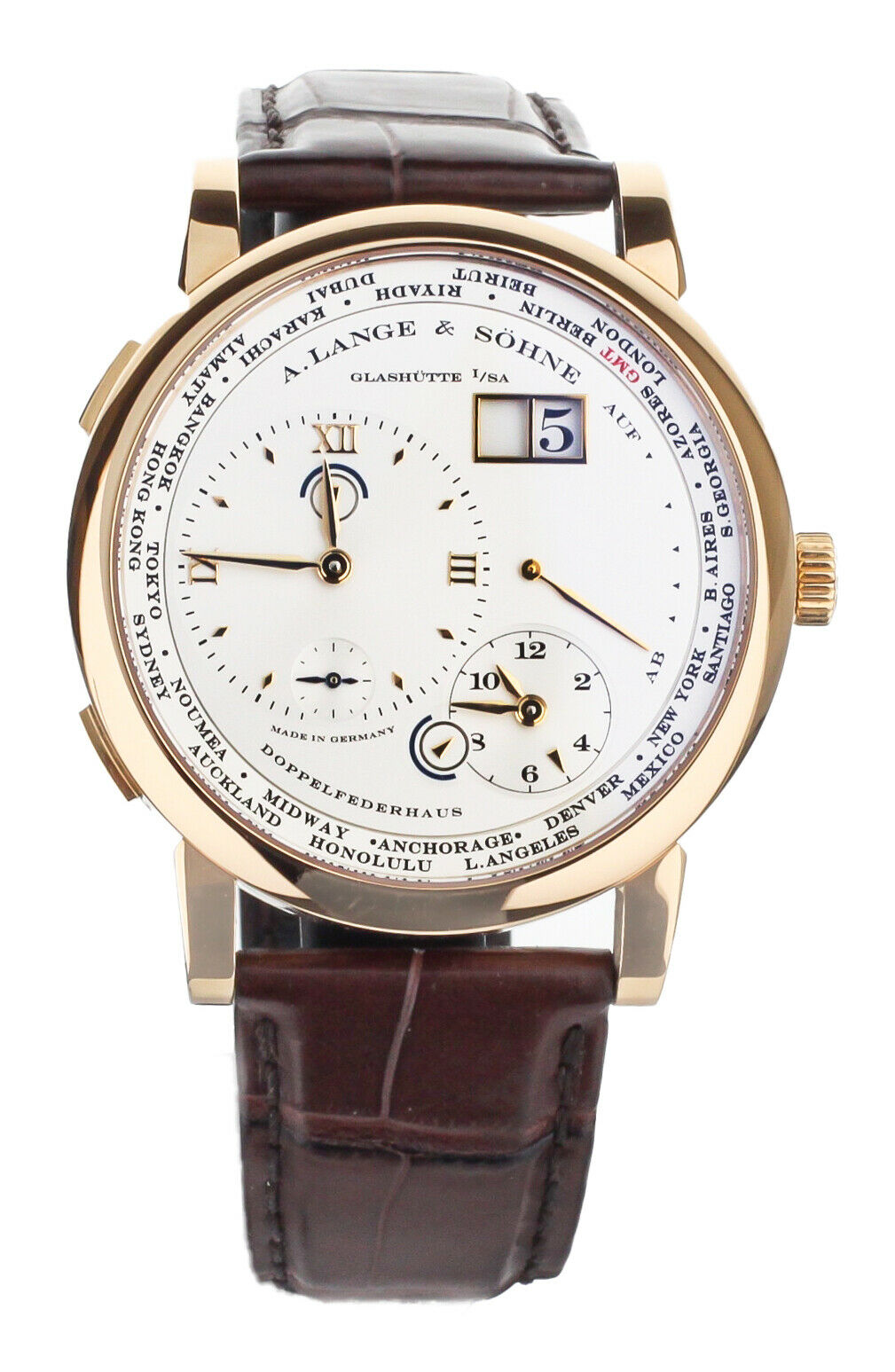 A. Lange and Sohne Grand Lange 1 Timezone Rose Gold 42mm 116.032 Full Set 