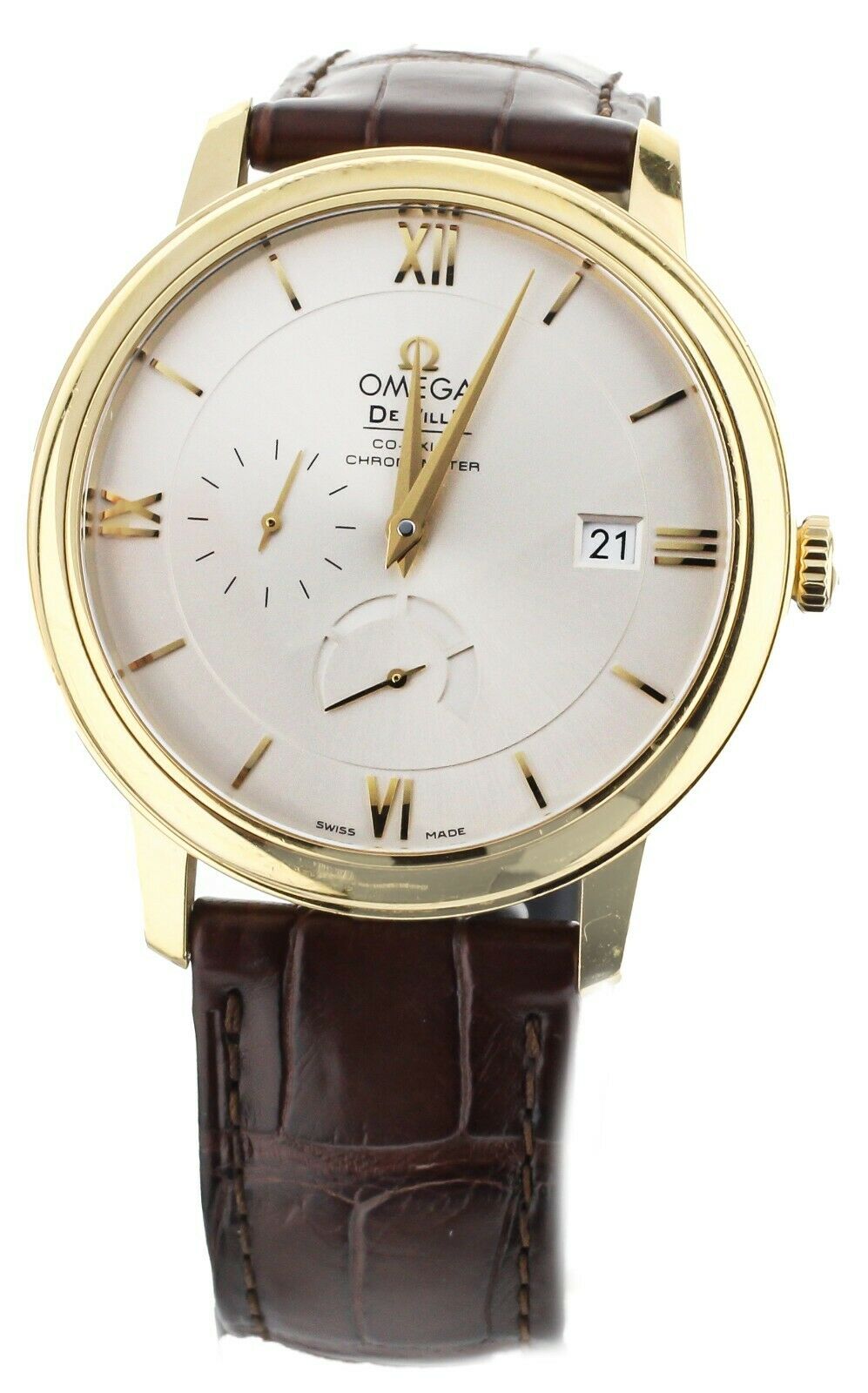OMEGA DEVILLE PRESTIGE YELLOW GOLD POWER RESERVE DATE 414.53.40.21.02.002